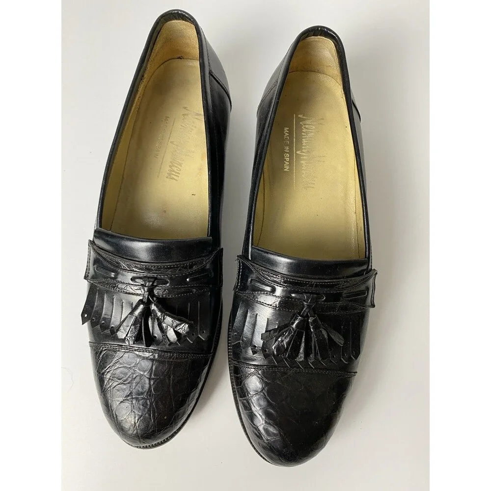 Neiman Marcus Men’s Black Leather Tassel Slip On Shoes 8.5 M